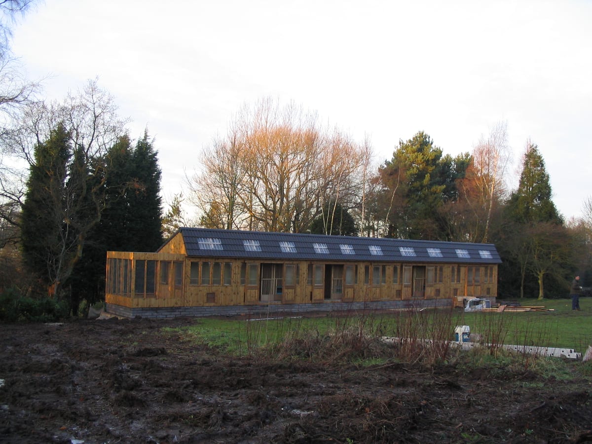 Large racing pigeon loft with roof lights